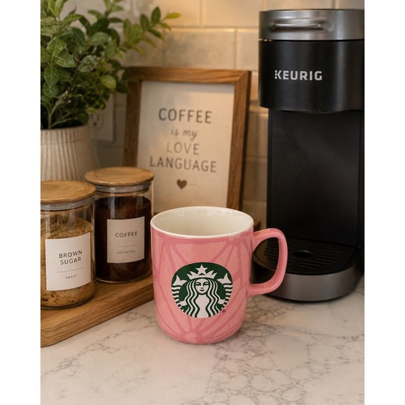 Starbucks Other - Starbucks Pink Geometric Siren Logo Ceramic Coffee Mug 14.9oz 2021 Collection
